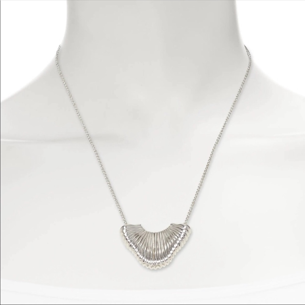 SOLE SOCIETY “Grooved Fan” Silver Pendant Necklace